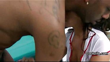 Mature Mom barely takes 10 inch Black Cock