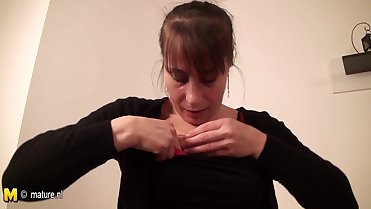 Mom-next-door getting wet on couch