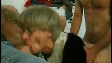 grand mom trys gangbang with several young guys
