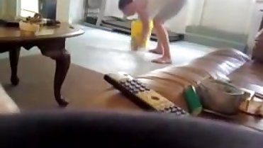 Spying on Mommy while Cleaning