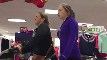 DW Teen in black yoga pants shopping with mom