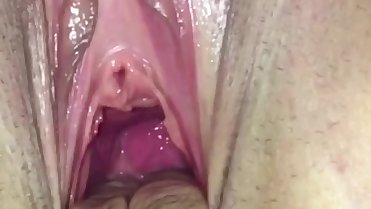 Katherine Brown.. Looking inside at her huge pink cunt cavity.
