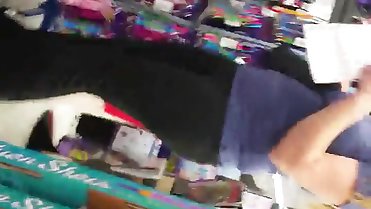 Milf leggings at store. Clemmie from DATES25.COM