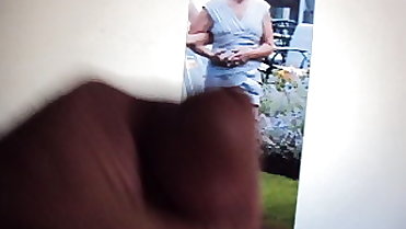 Kathy ( me ) gets a cum tribute on my grey dress ( part 1 )